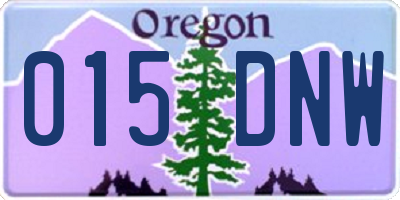 OR license plate 015DNW