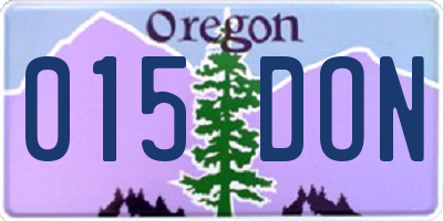 OR license plate 015DON