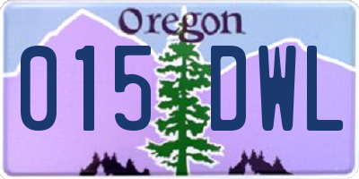 OR license plate 015DWL