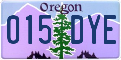 OR license plate 015DYE