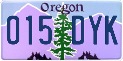 OR license plate 015DYK