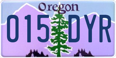 OR license plate 015DYR