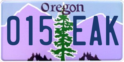 OR license plate 015EAK