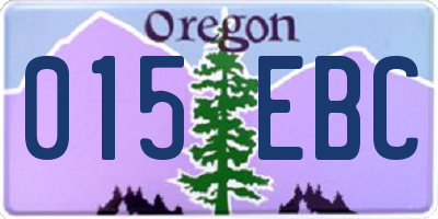 OR license plate 015EBC