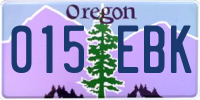 OR license plate 015EBK