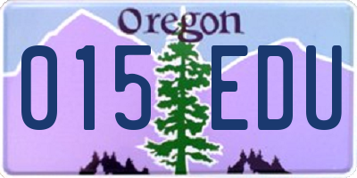 OR license plate 015EDU