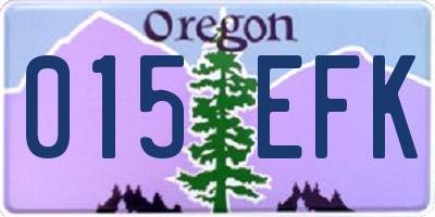 OR license plate 015EFK