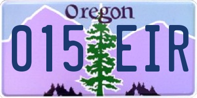 OR license plate 015EIR