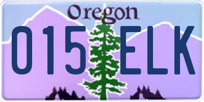 OR license plate 015ELK