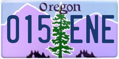 OR license plate 015ENE