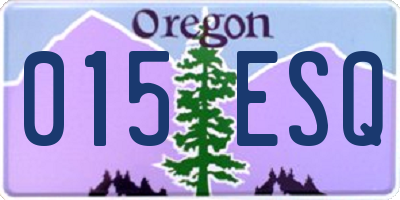 OR license plate 015ESQ