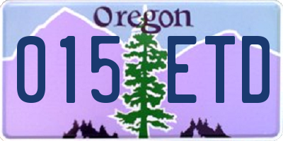 OR license plate 015ETD