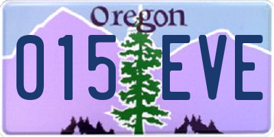 OR license plate 015EVE