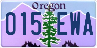 OR license plate 015EWA