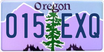 OR license plate 015EXQ