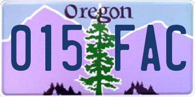 OR license plate 015FAC