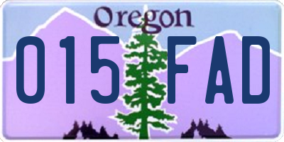 OR license plate 015FAD