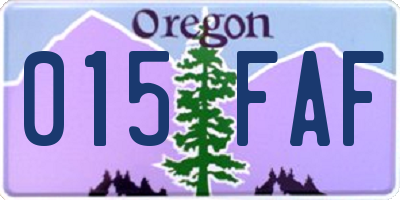 OR license plate 015FAF
