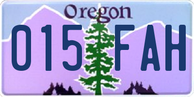 OR license plate 015FAH