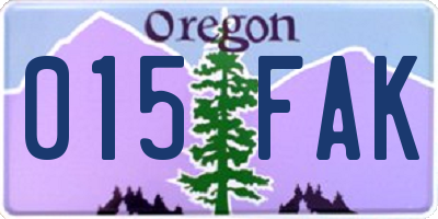 OR license plate 015FAK