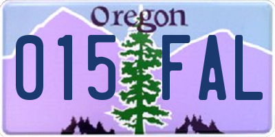 OR license plate 015FAL