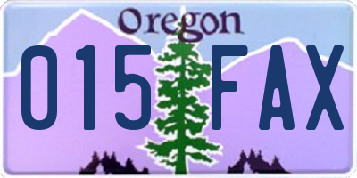 OR license plate 015FAX