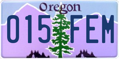 OR license plate 015FEM