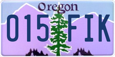 OR license plate 015FIK