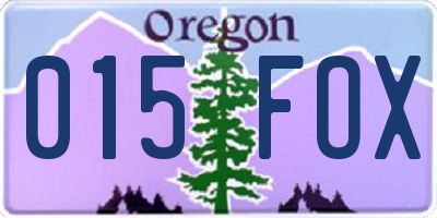 OR license plate 015FOX