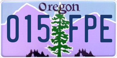 OR license plate 015FPE