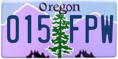 OR license plate 015FPW