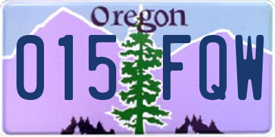 OR license plate 015FQW