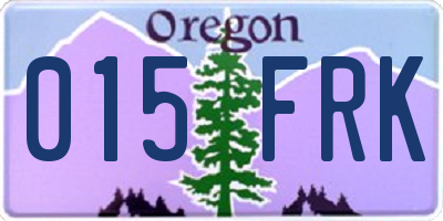 OR license plate 015FRK