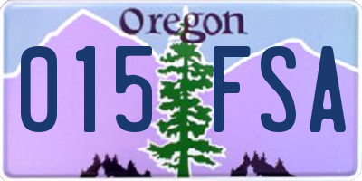 OR license plate 015FSA