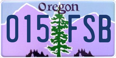 OR license plate 015FSB