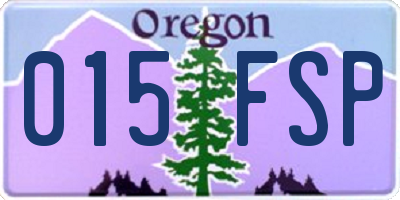 OR license plate 015FSP