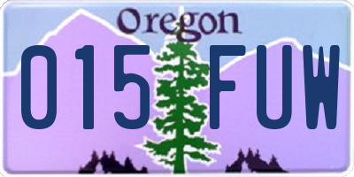 OR license plate 015FUW