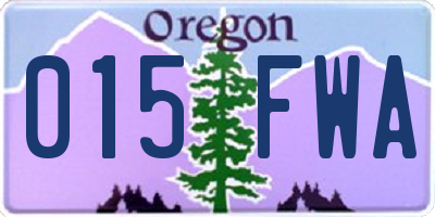 OR license plate 015FWA