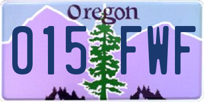 OR license plate 015FWF