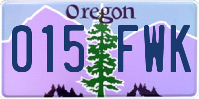 OR license plate 015FWK