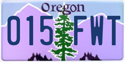 OR license plate 015FWT