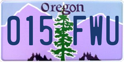 OR license plate 015FWU