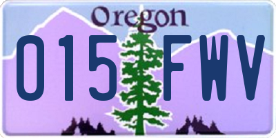 OR license plate 015FWV