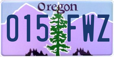 OR license plate 015FWZ
