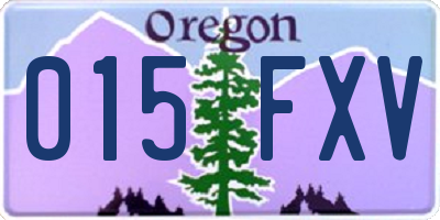 OR license plate 015FXV
