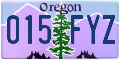 OR license plate 015FYZ