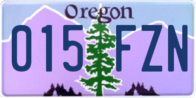 OR license plate 015FZN