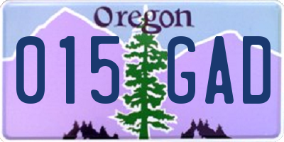 OR license plate 015GAD