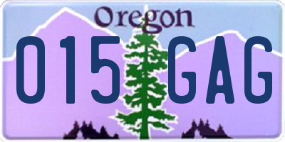 OR license plate 015GAG