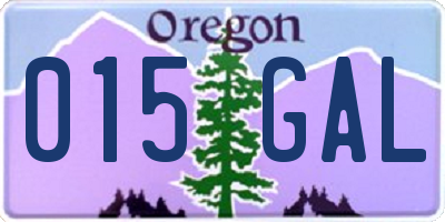OR license plate 015GAL